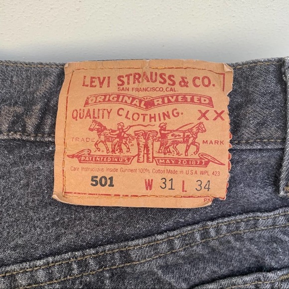 Vintage 90s Levi’s 501XX faded black raw hem jeans - Picture 6 of 8